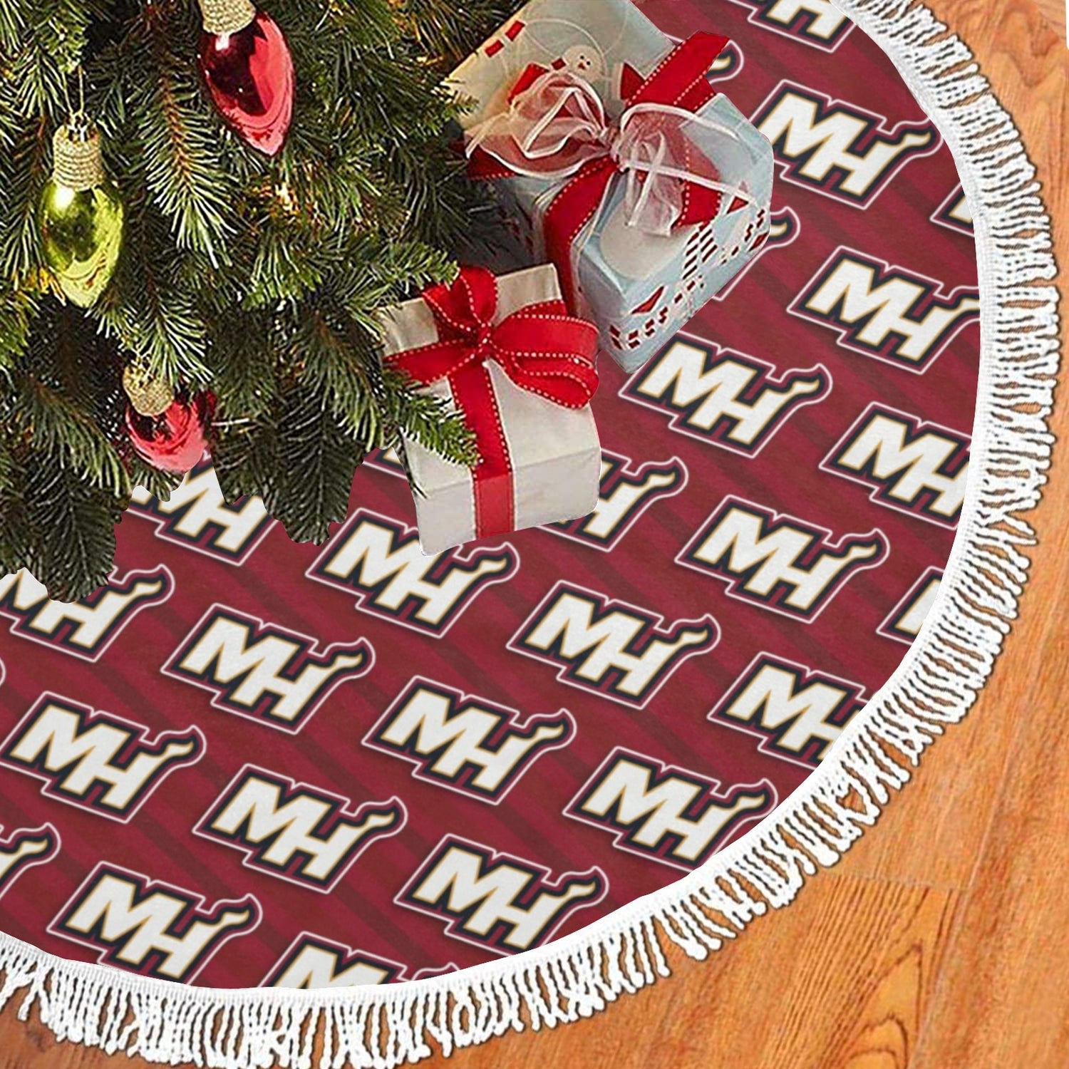 Customizable Thick Fringe Christmas Tree Skirt