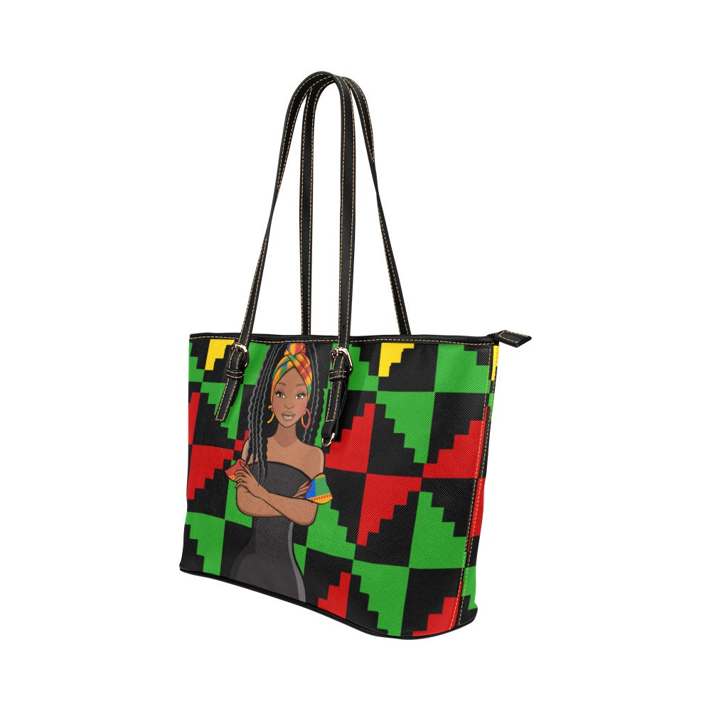 African queen Leather Tote Bag