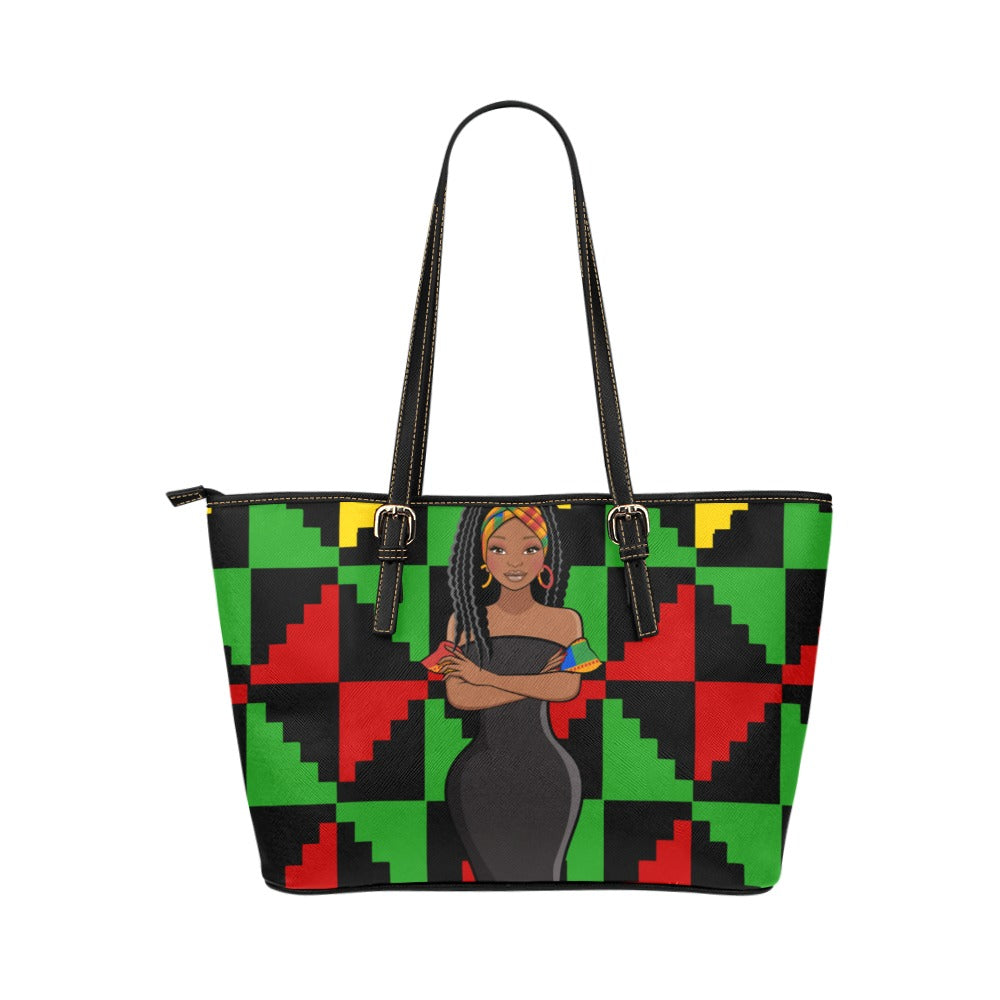 African queen Leather Tote Bag