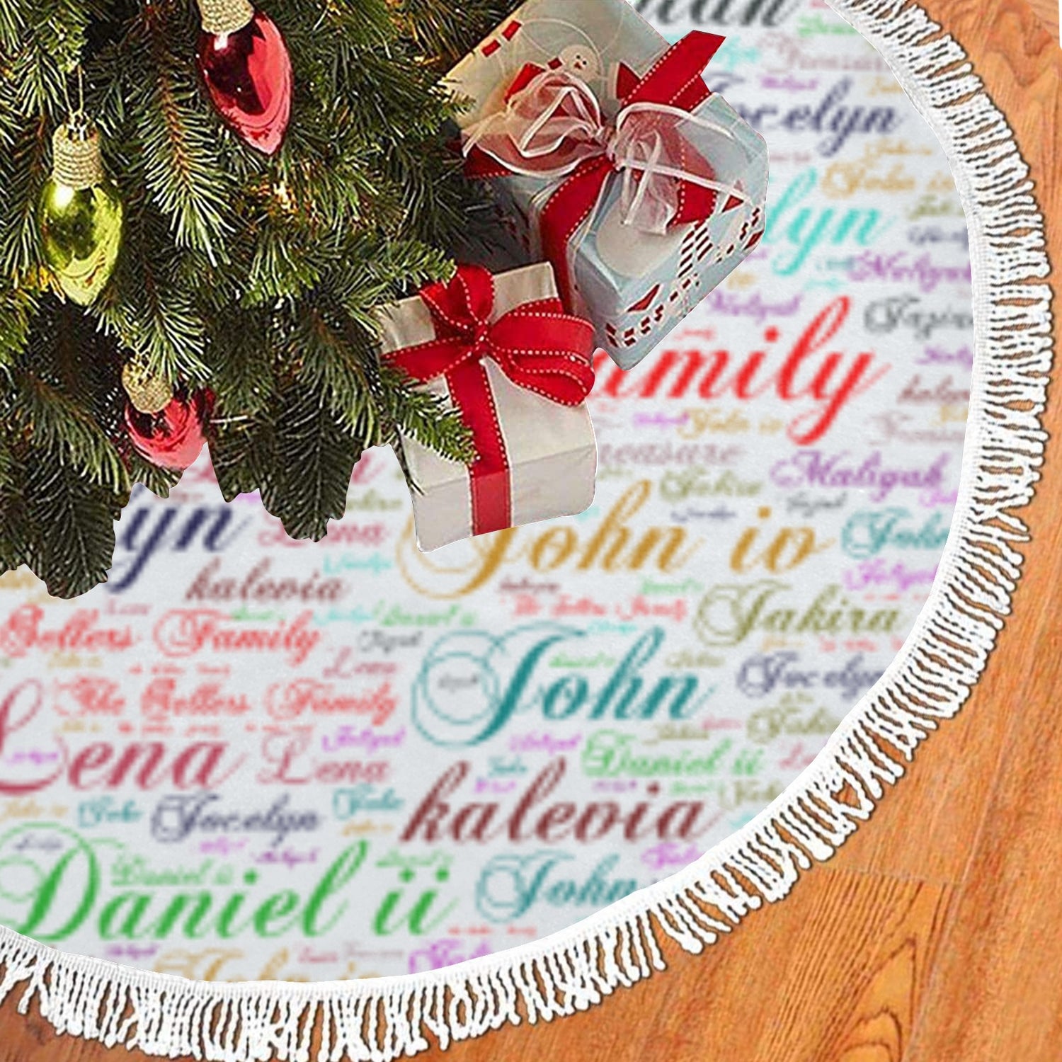 Customizable Thick Fringe Christmas Tree Skirt