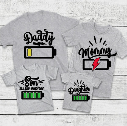 Family Battery Percentage T-shirts
