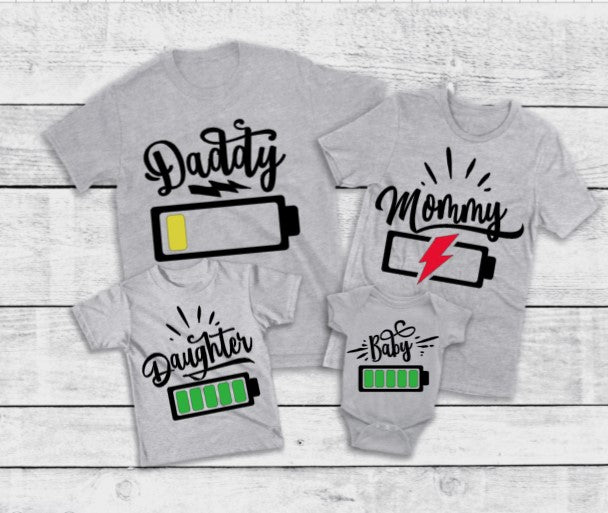 Family Battery Percentage T-shirts